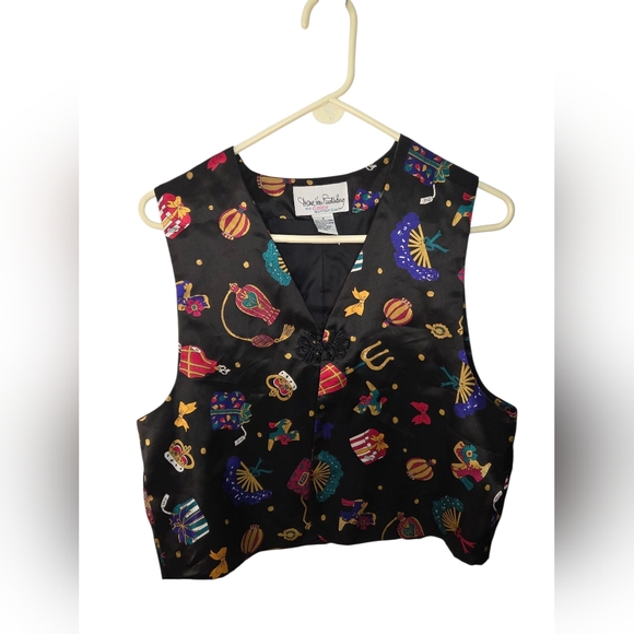 Diane Von Furstenberg Jackets & Blazers - Vintage Diane Von Furstenberg Black Vest Color Authority Retro Artsy Size S